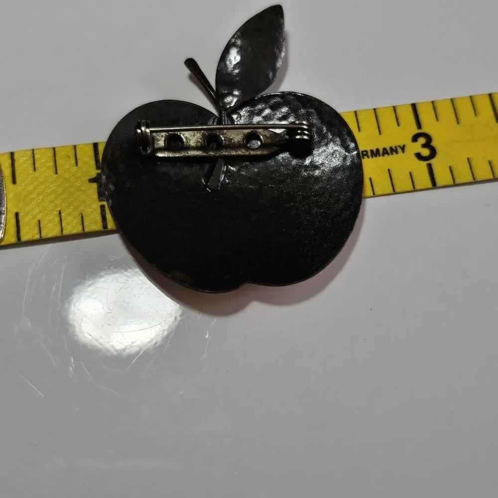 Vintage Hammered Copper and Brass Apple Brooch